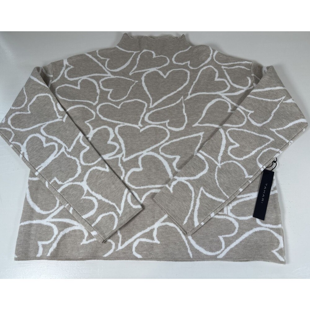 Tahari Valentine Mock Neck Sweater Long Sleeve Size Large